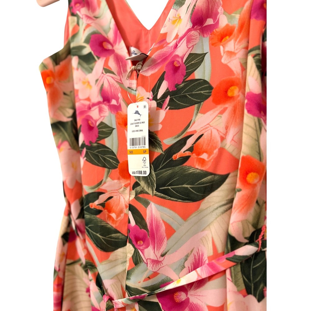 Tommy Bahama Legacy Blooms Maxi Dress Coral Floral High Low SW621908 Small NWT